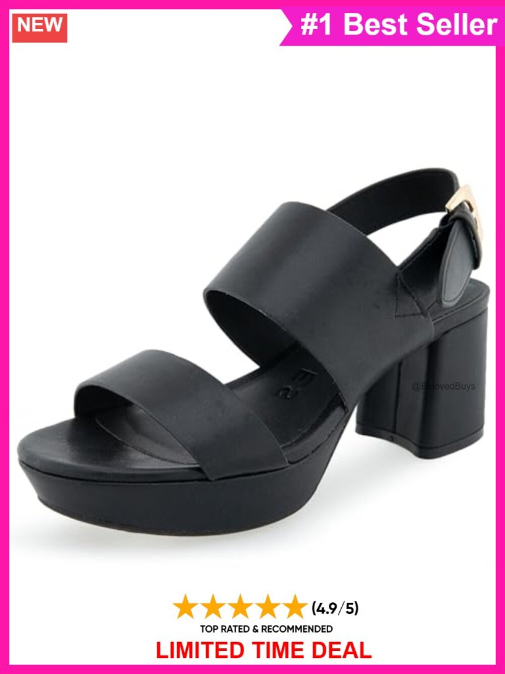 Camilia Platform Heeled Sandal Faux Leather Slingback Buckle Walking Shoe